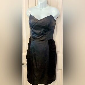 Christian laureVintage  80 s strapless midi dress black Lethear & strech fabric